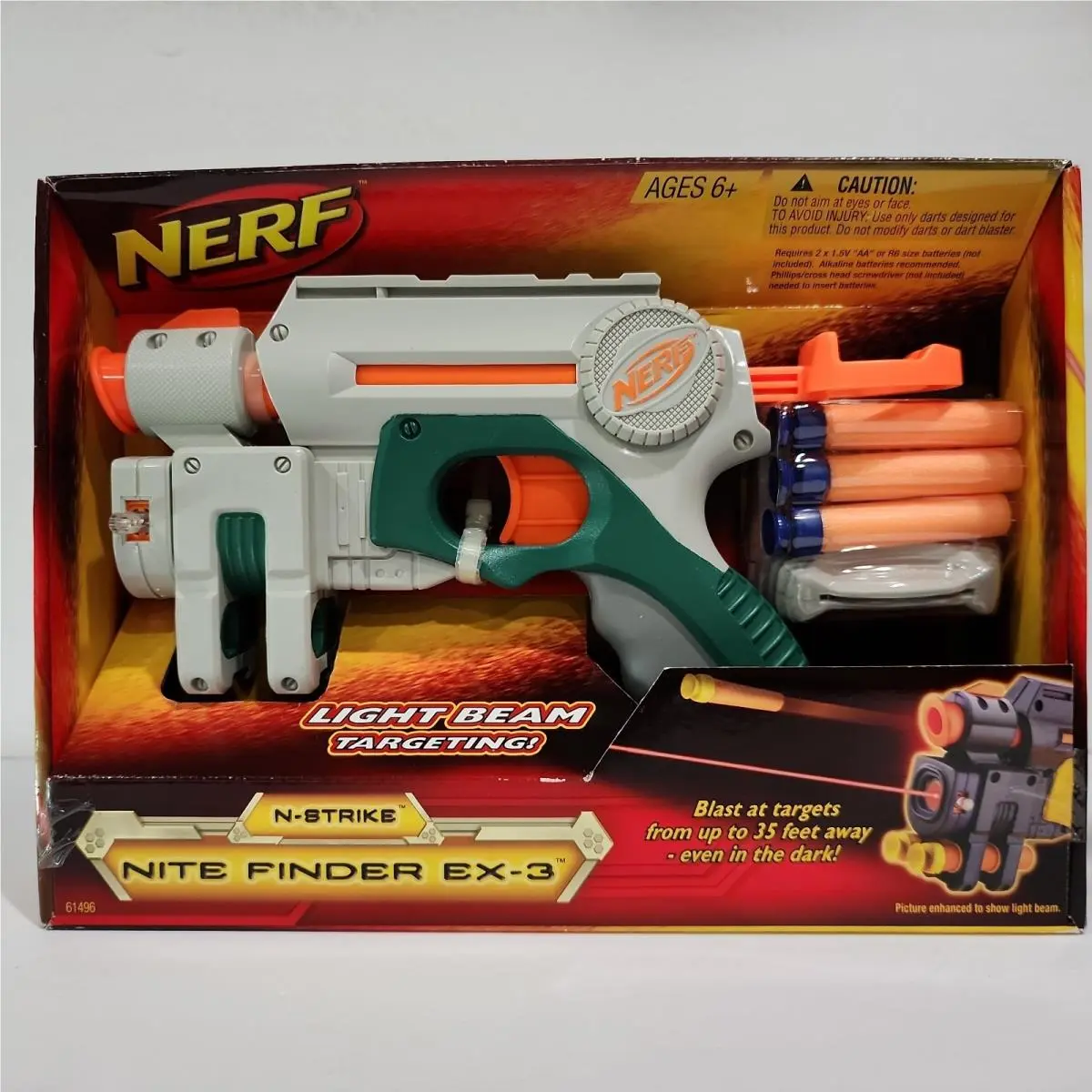 2004 Nerf Moc N-strike Nite Finder EX-3 Light Beam Dart Blaster Gun Hasbro