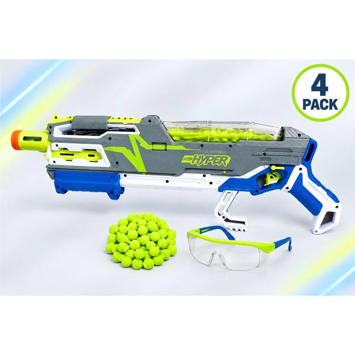 Nerf Hyper Siege-50 Pump-action Blasters Grey Edition 4 Pack Battle Bundle