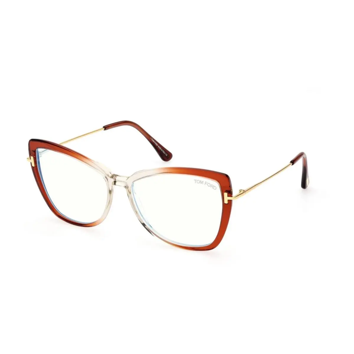 Tom Ford TF5882-B 001 Orange Gold Clear/blue Light Block Eyeglasses Frame