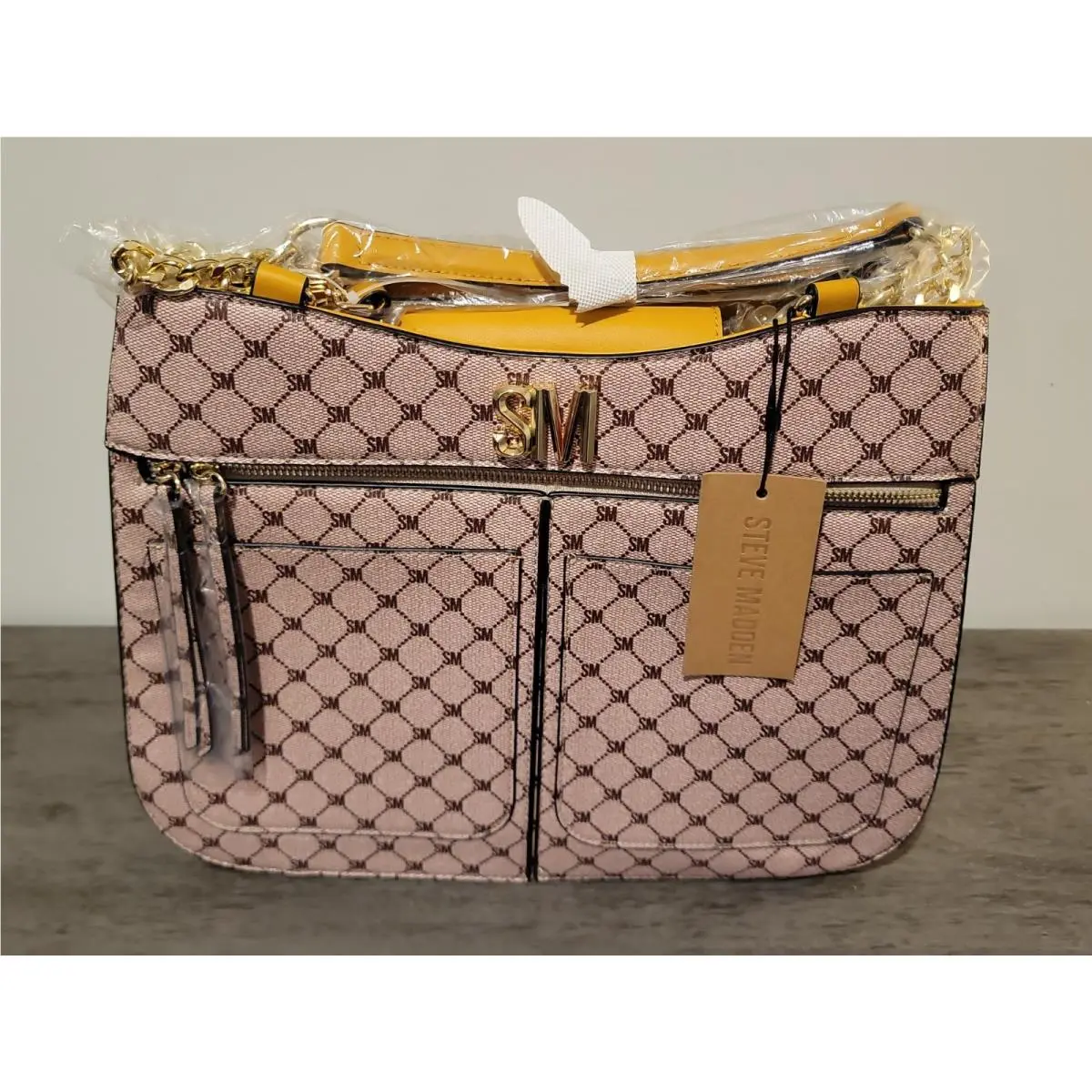 Steve Madden DT619345 Chocolate Logo Satchel Handbag - 14 X 11