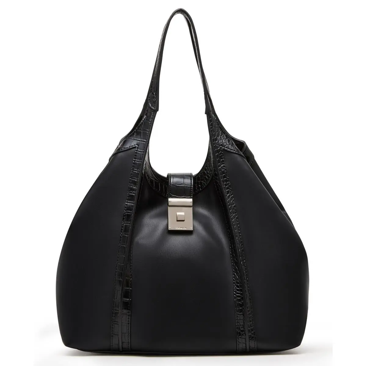 Steve Madden Blenore Hobo Large Shoulder Bag Black Silver