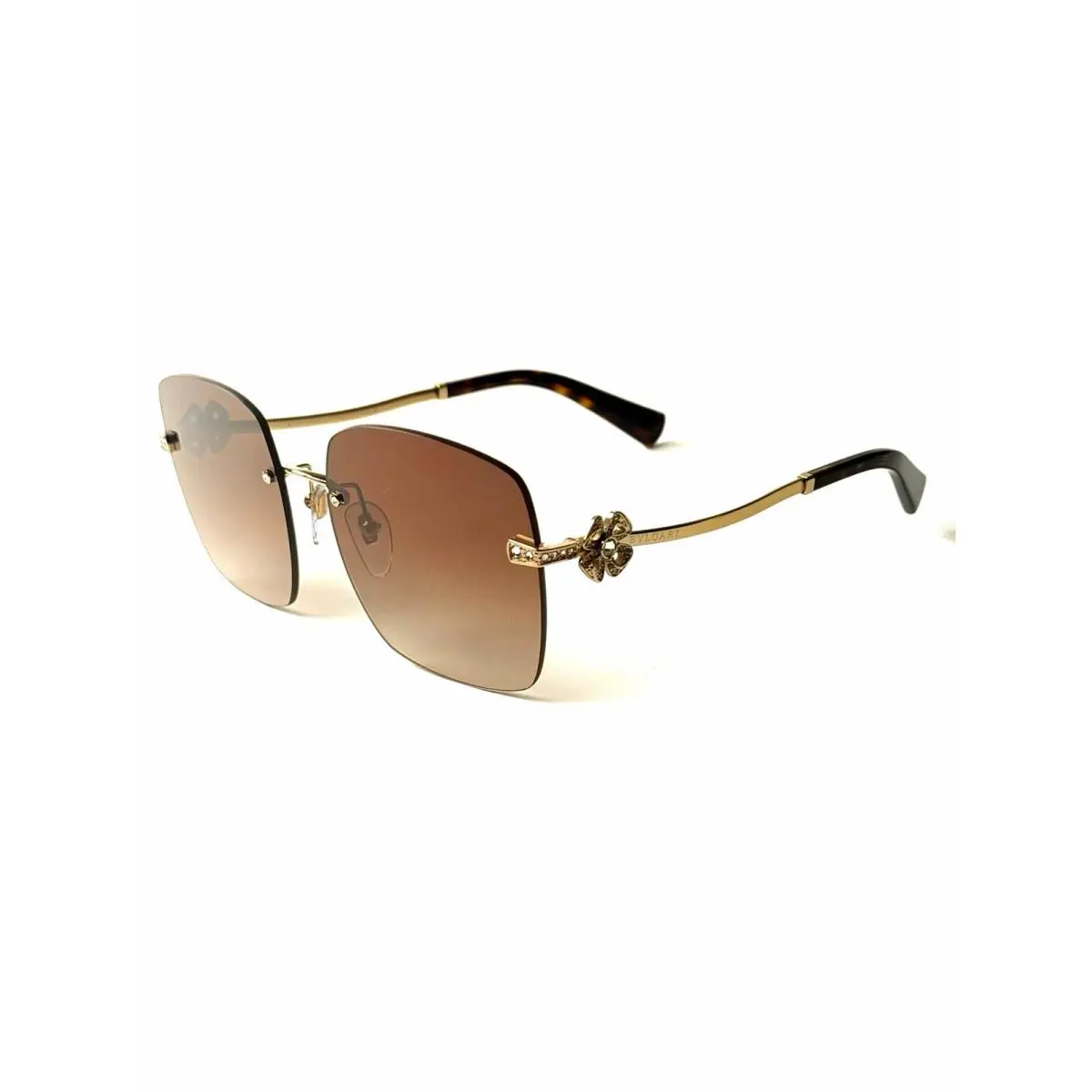 Bvlgari Bulgari 6173 B 278/13 Gold Frame Brown Gradient Rimless Sunglasses 6173 B 58mm