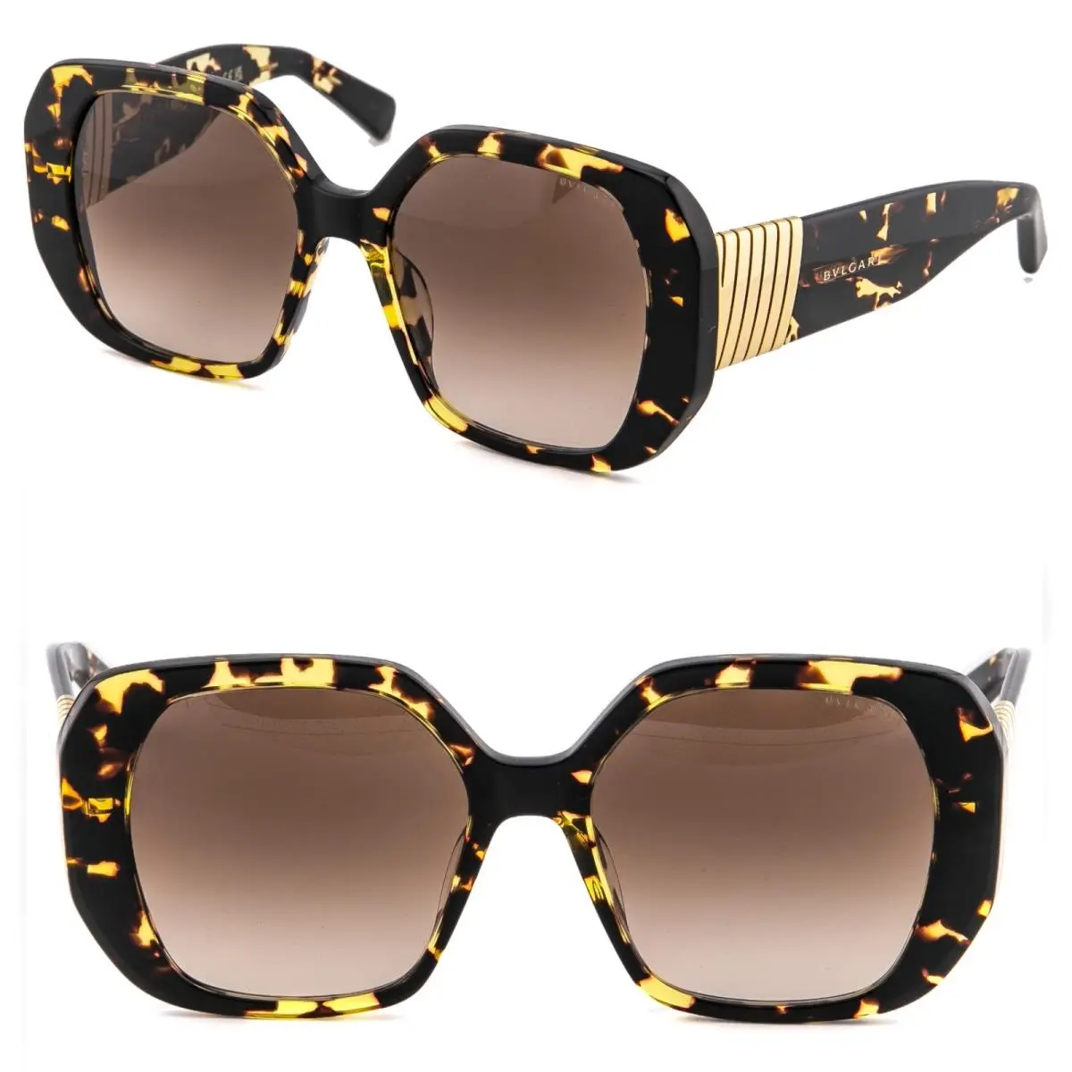 Bvlgari 40058 Tubogas BV40058I Brown Tortoise Spiral Oversized Sunglasses 56F