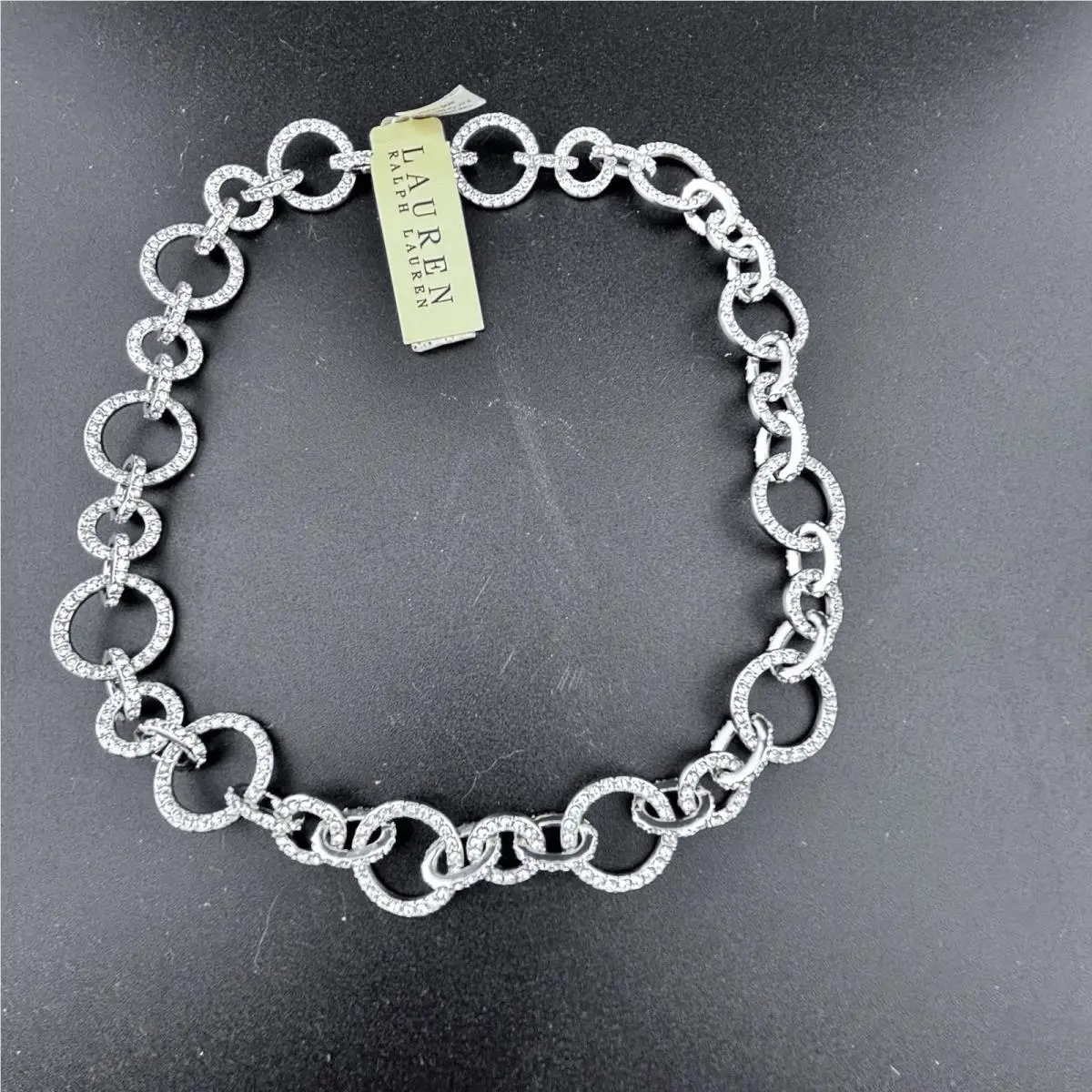 Lauren Ralph Lauren Crystal Chain Link Choker Necklace Old Stock