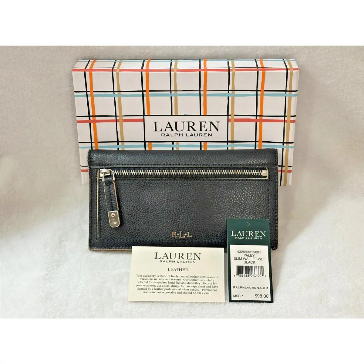 Lauren Ralph Lauren Women`s Black Leather Bi-fold Wallet