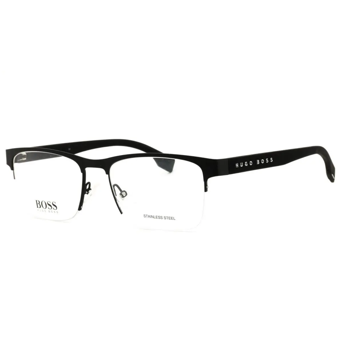 1355/U 0003 00 Black Metal Rectangular Eyeglasses Men`s Half Rim by Hugo Boss