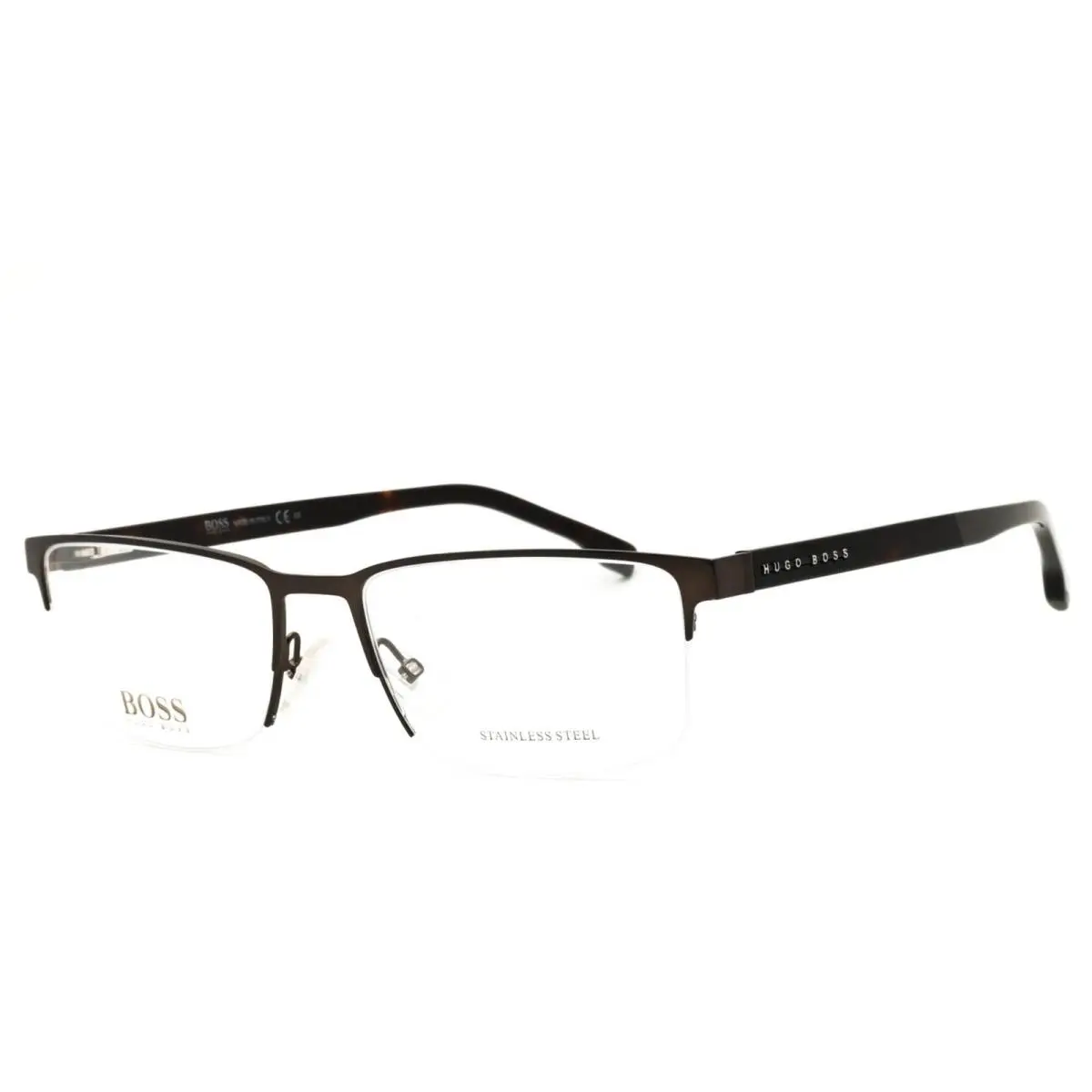 1302/U 0YZ4 00 Brown Metal Rectangular Eyeglasses Unisex Half Rim by Hugo Boss