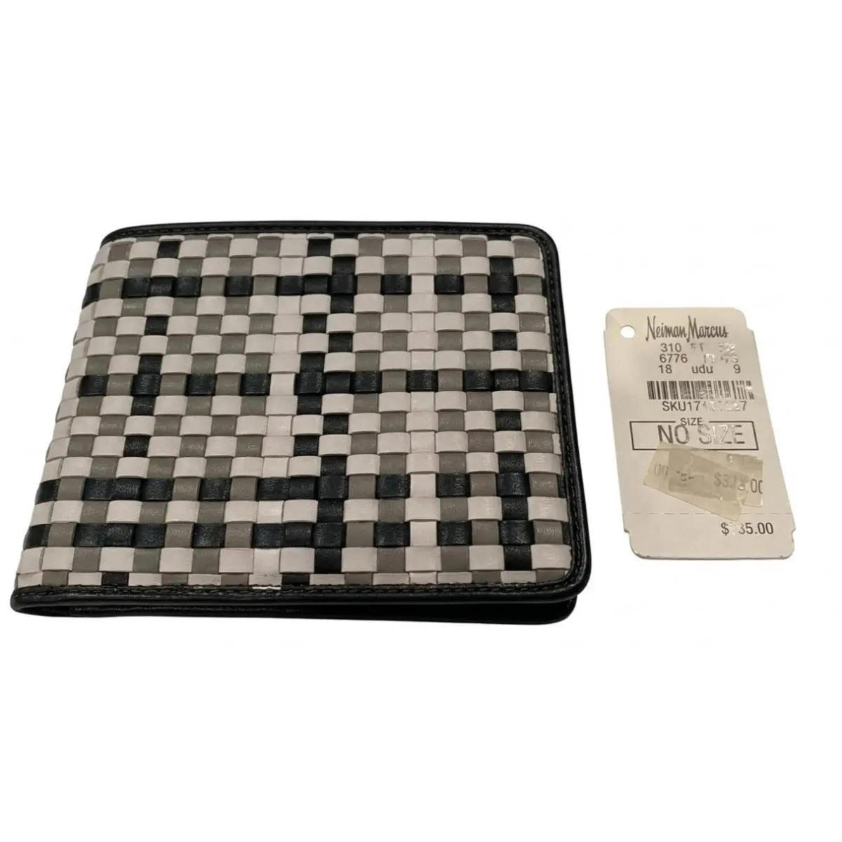 Vintage 1990s Paul Smith Black Checkerboard Woven Leather Bifold Wallet Italy