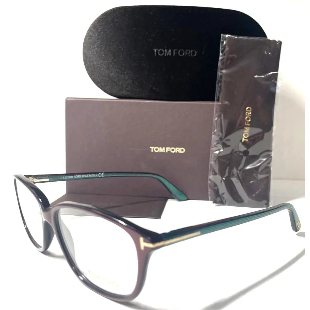 Tom Ford TF 5316 072 Burgundy with Green Temples Eyeglasses 54-14