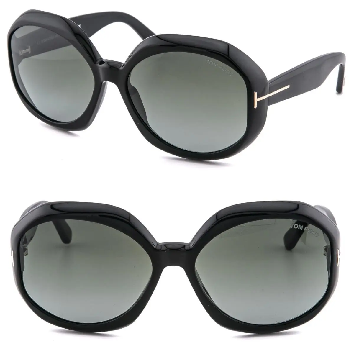 Tom Ford GEORGIA-02 FT1011 01B Black Round Oversized Sunglasses 1011 TF1011