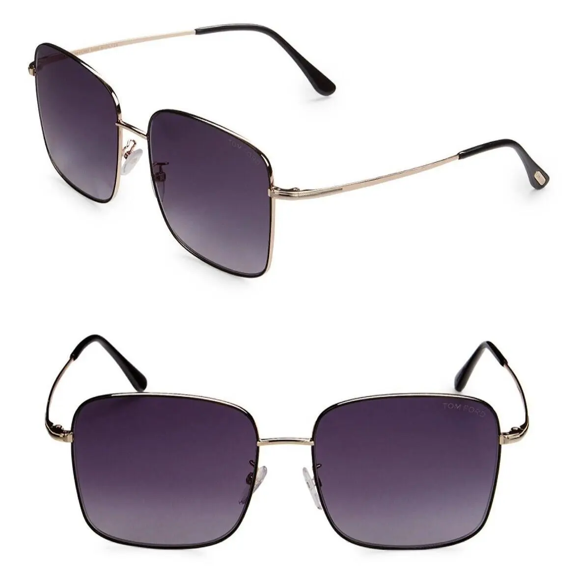Tom Ford TF894-K 05B 59mm Oversized Square Sunglasses Black Gold / Gradient
