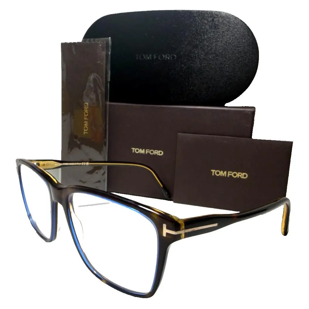 Tom Ford Eyeglasses TF5817-B 055 Dark Havana with Gold Accents 56-16