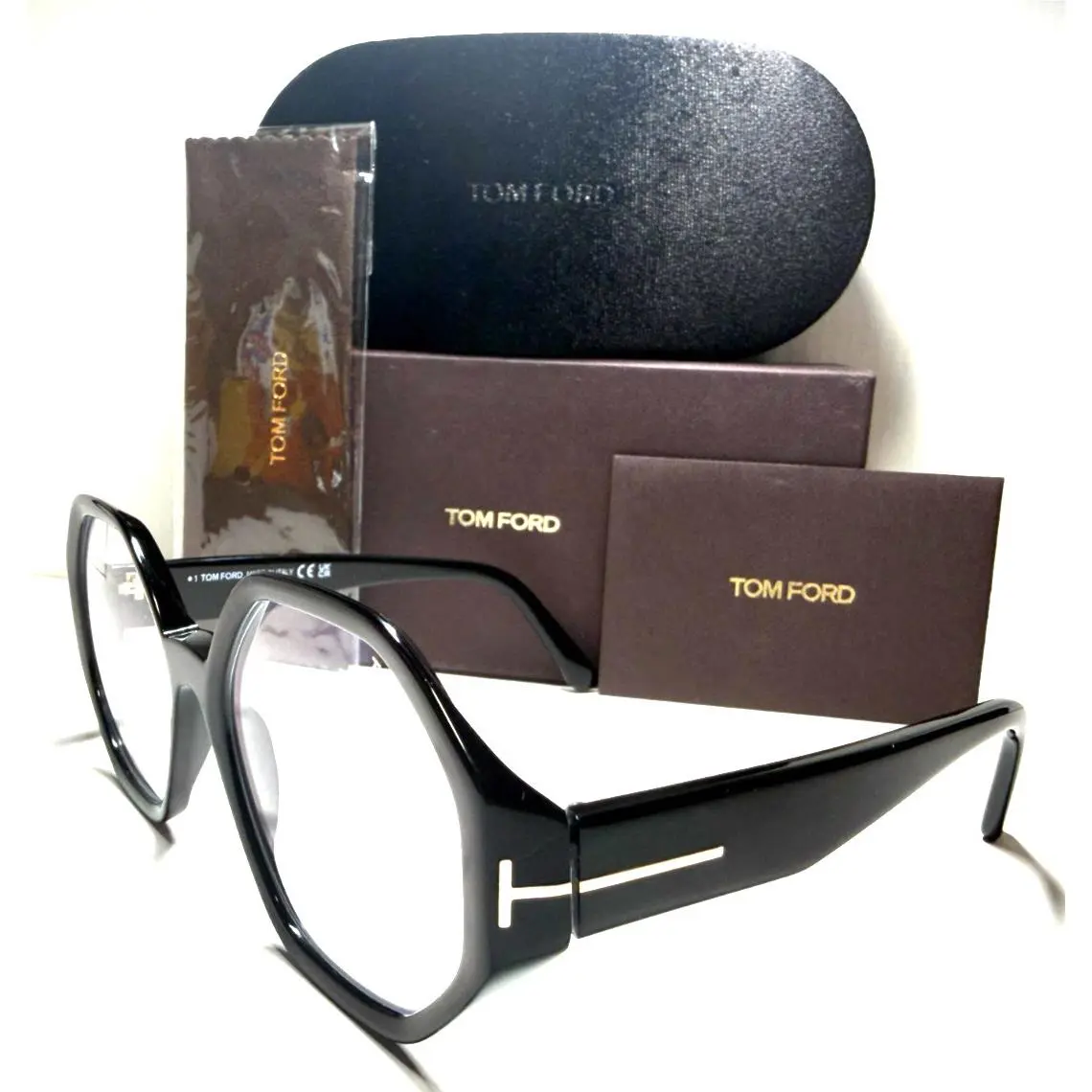 Tom Ford Eyeglasses TF5967-B 001 Shiny Black W/silver Accents 53-18