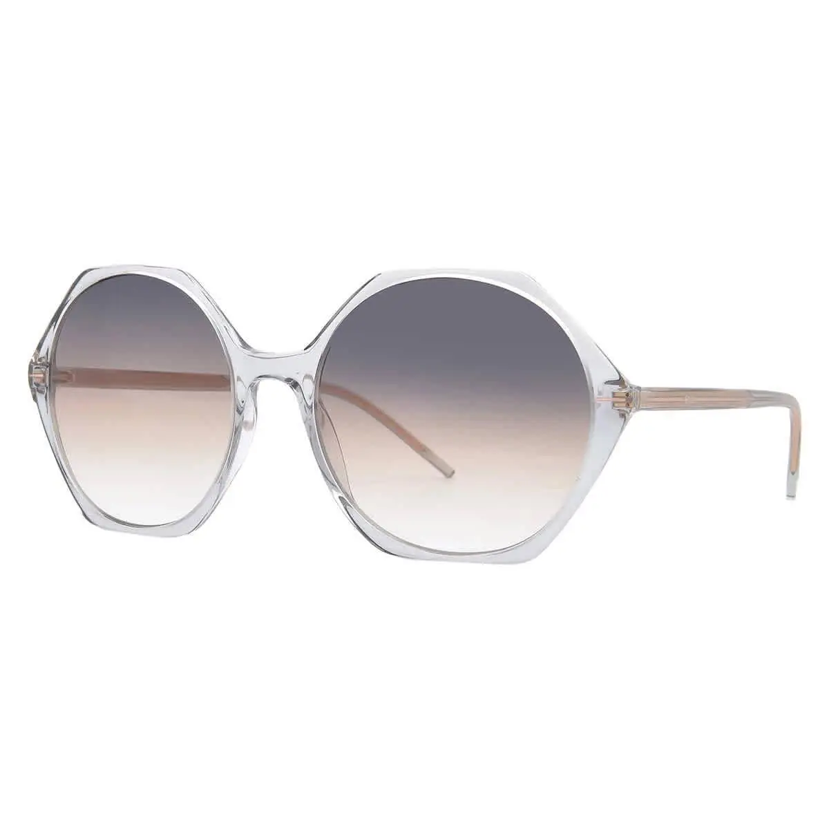 Hugo Boss Grey Brown Hexagonal Ladies Sunglasses Boss 1585/S 0KB7/PR 56