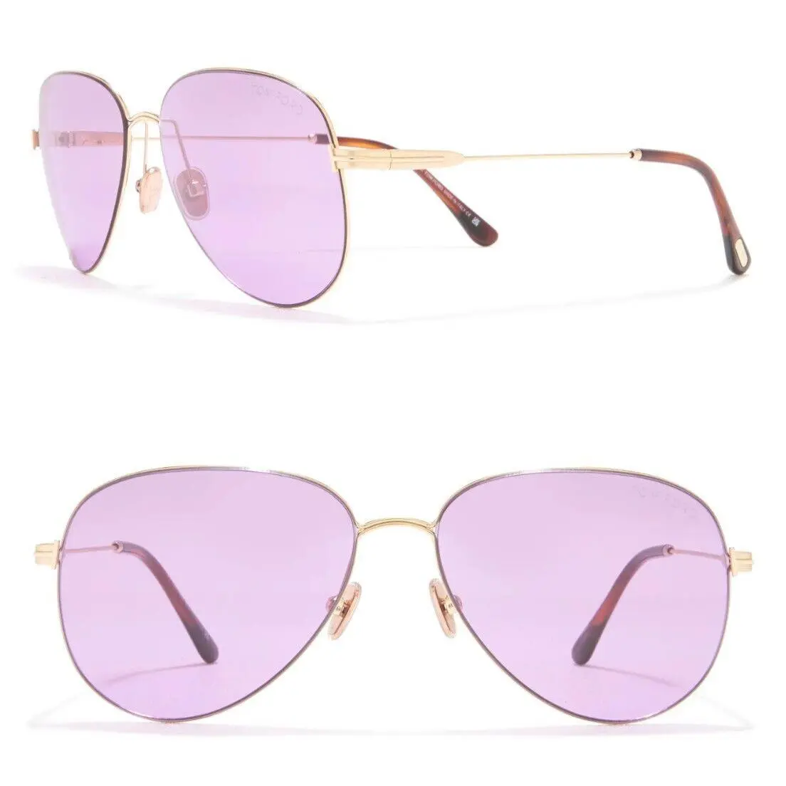 Tom Ford Porscha TF993 28Y 59mm Aviator Pilot Sunglasses Rose Gold / Violet
