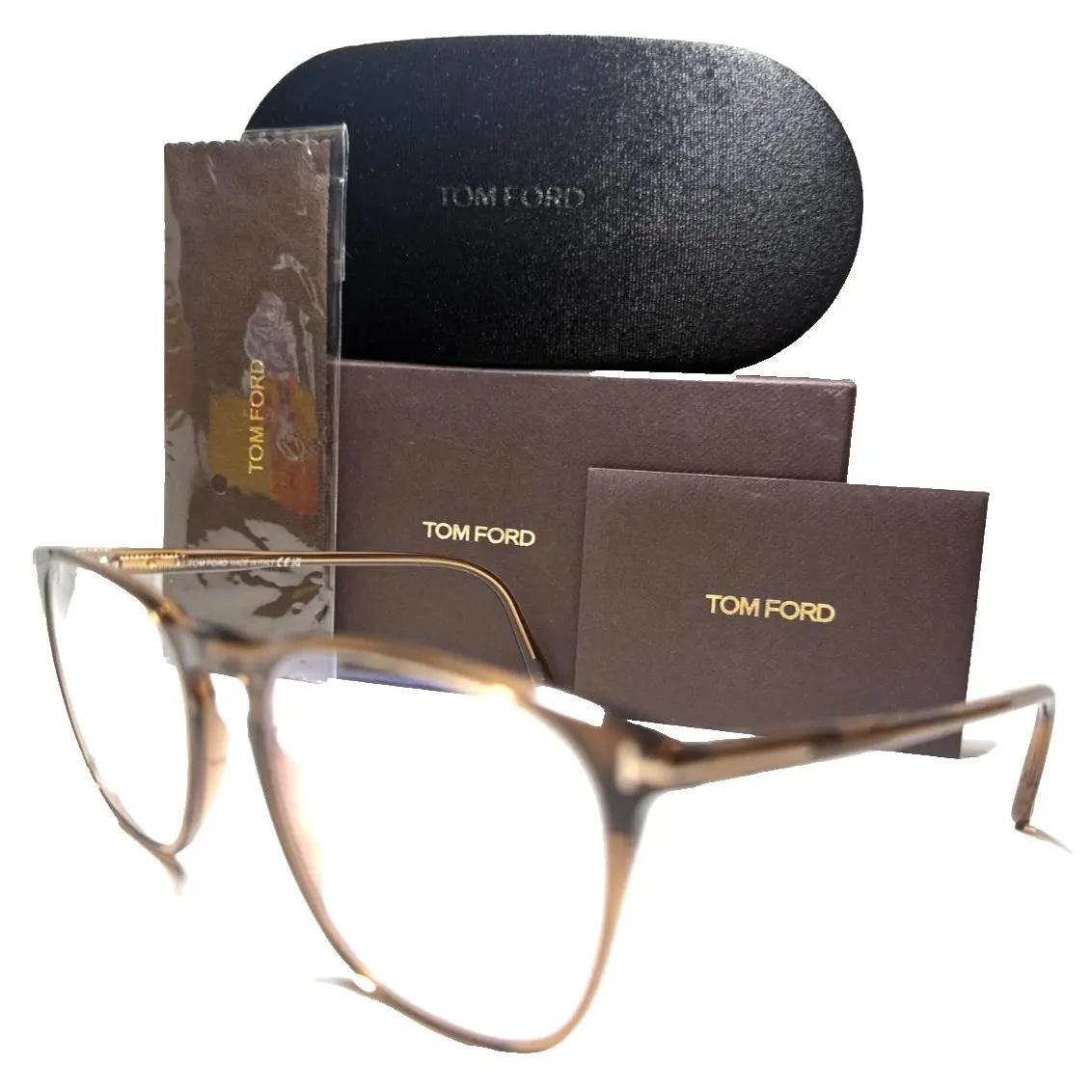 Tom Ford Eyeglasses TF5937-B 048 Crystal Brown W/silver Accents 52-18