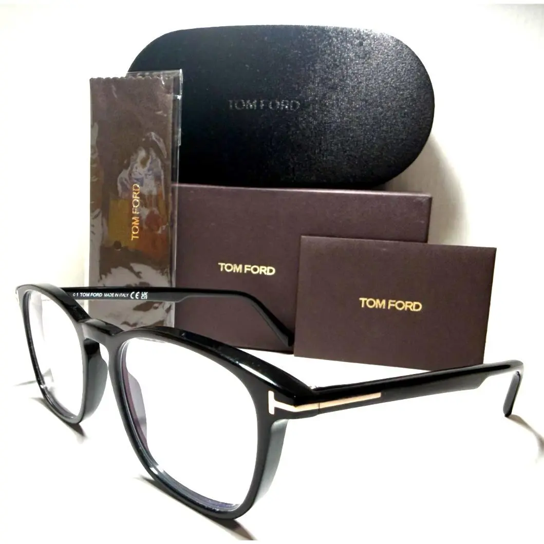 Tom Ford Eyeglasses TF5960-B 001 Shiny Black with Silver Accents 52-18