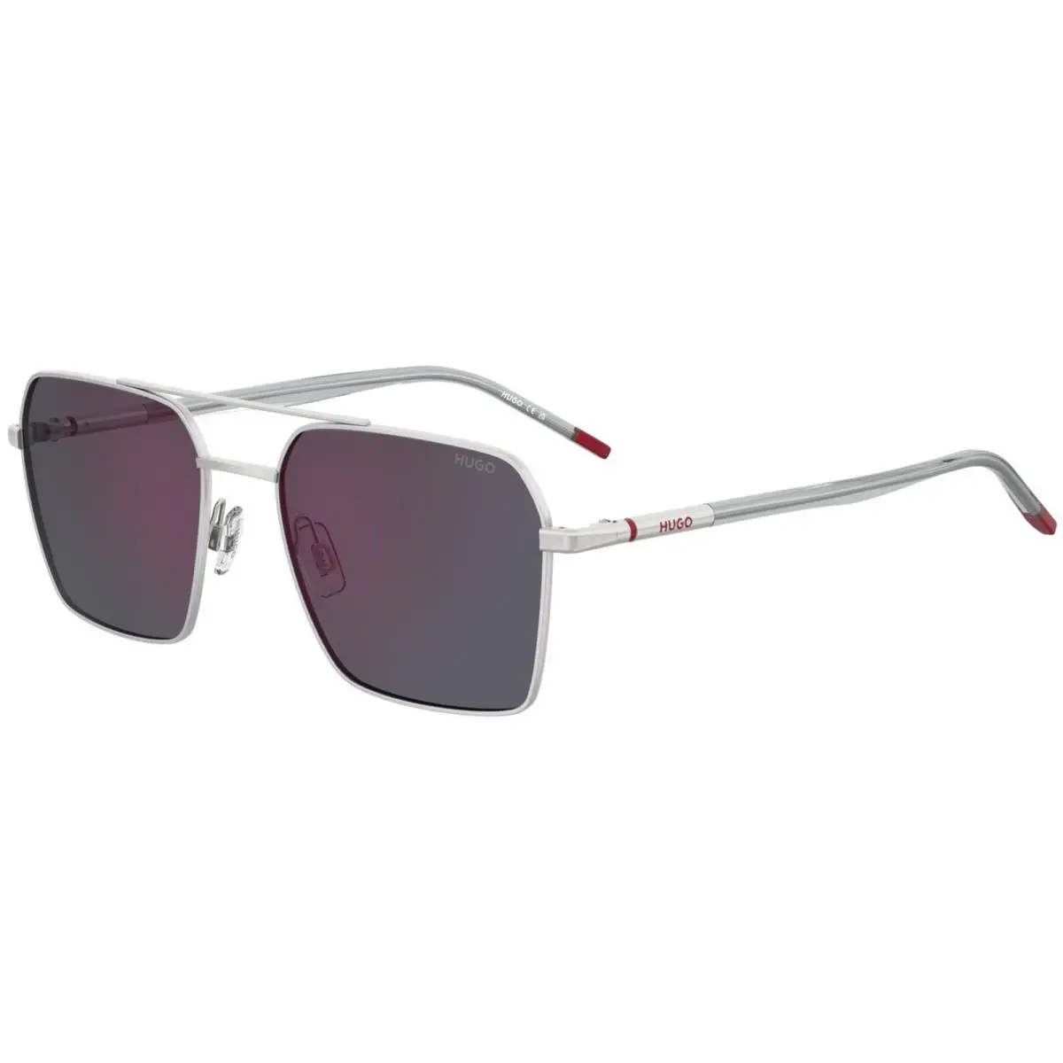 Hugo By Hugo Boss Men`s Matte Platinum Square Aviator Sunglasses HG1348S-0CTLAO