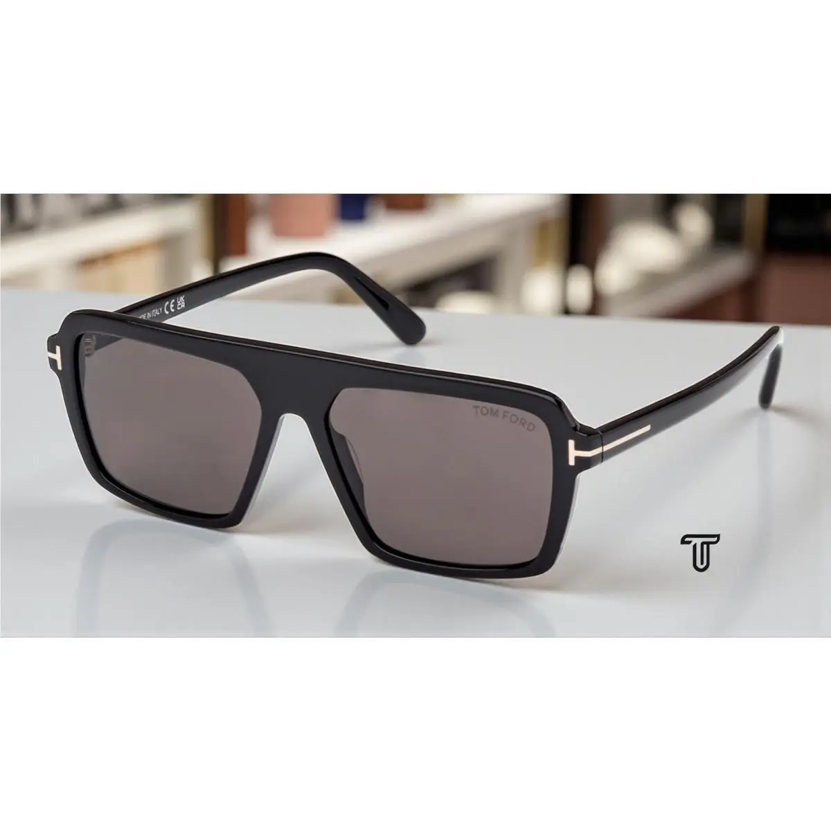 Tom Ford Vincent FT1176 01A Acetate Shiny Black Smoke 56 mm Men`s Sunglasses