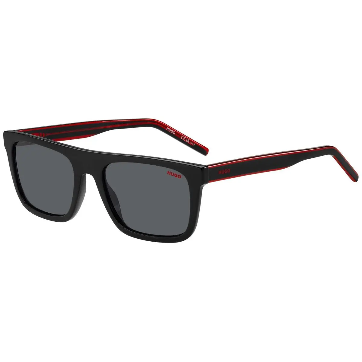 Hugo By Hugo Boss Black/red Flat Top Soft Rectangle Sunglasses - HG1297S-0OIT-IR