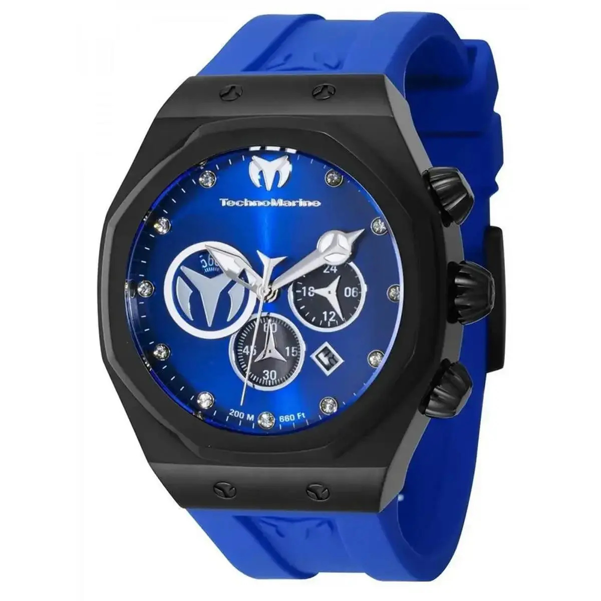 Technomarine Reef Sun Men`s Watch - 45mm TM-523001 Black /blue Silicone Strap by TechnoMarine