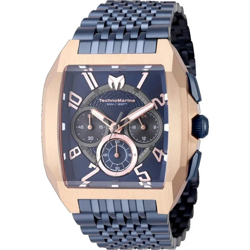 Technomarine Aqua Quadrant Men`s Blue Rose Gold Chronograph Watch TM-226017