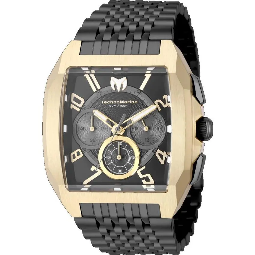 Technomarine Aqua Quadrant Men`s Black and Gold Chronograph Watch TM-226020