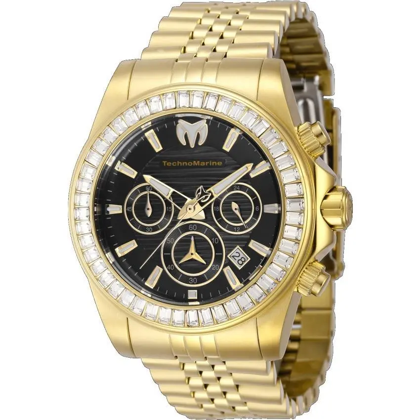 Technomarine Manta Ray Luxe Men`s 42mm Gold Crystal Chronograph Watch TM-222021