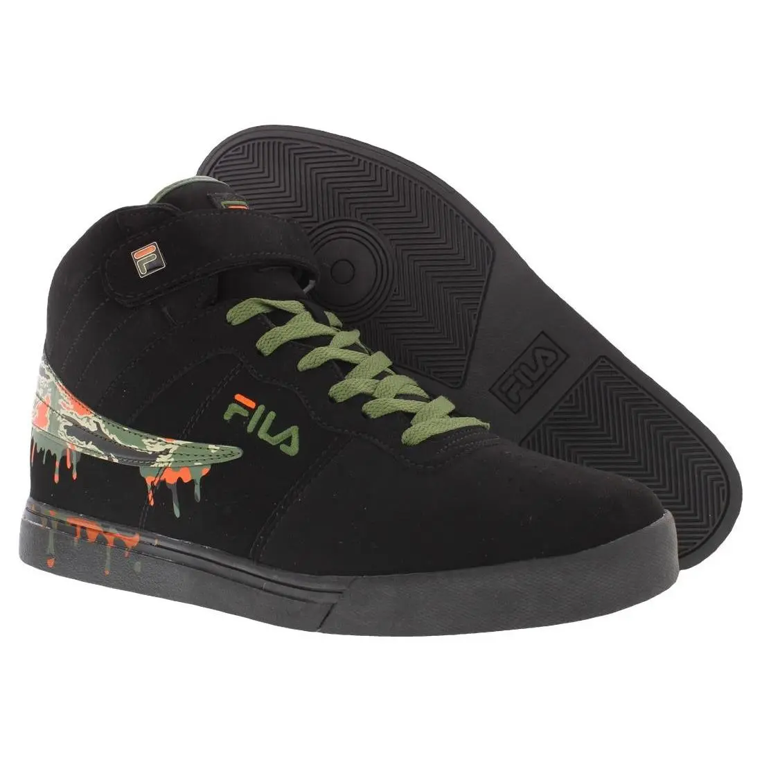 Fila Vulc 13 Paint Drip Mens Shoes Size 12 Color: Black/green/orange