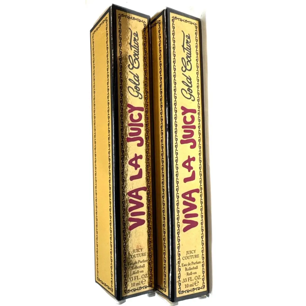2 Viva la Juicy Gold Couture Eau de Parfum Rollerball 0.33oz ea Scuffed Box