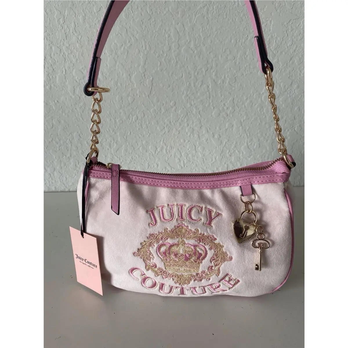Juicy Couture Falling For Juicy Shoulder Bag Powder Blush Pink W/key Lock Charm