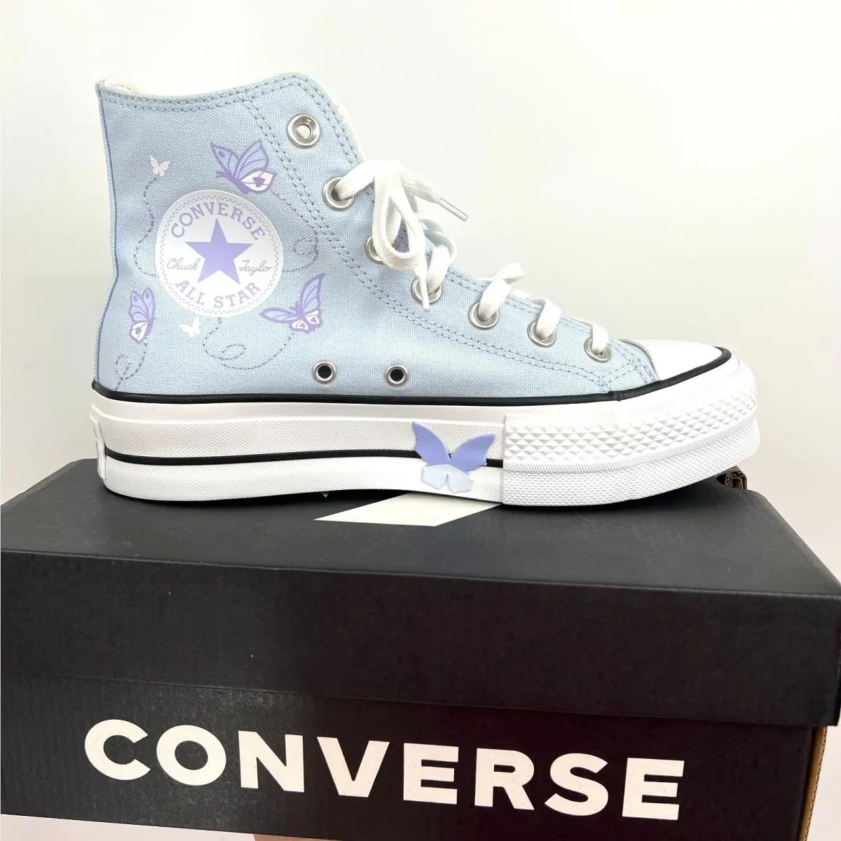 Converse Blue Supermoon Platform High Tops Chuck Taylors Butterfly Twee 7