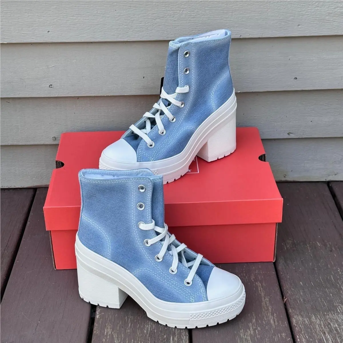 Converse Chuck 70 De Luxe Heel Hi Platform A12042C Navy/egret/egret Size 7