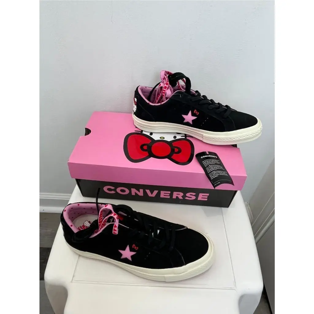 Converse One Star Ox Hello Kitty Black Prism Pink Egret Shoes Men 6.5 Women 8.5