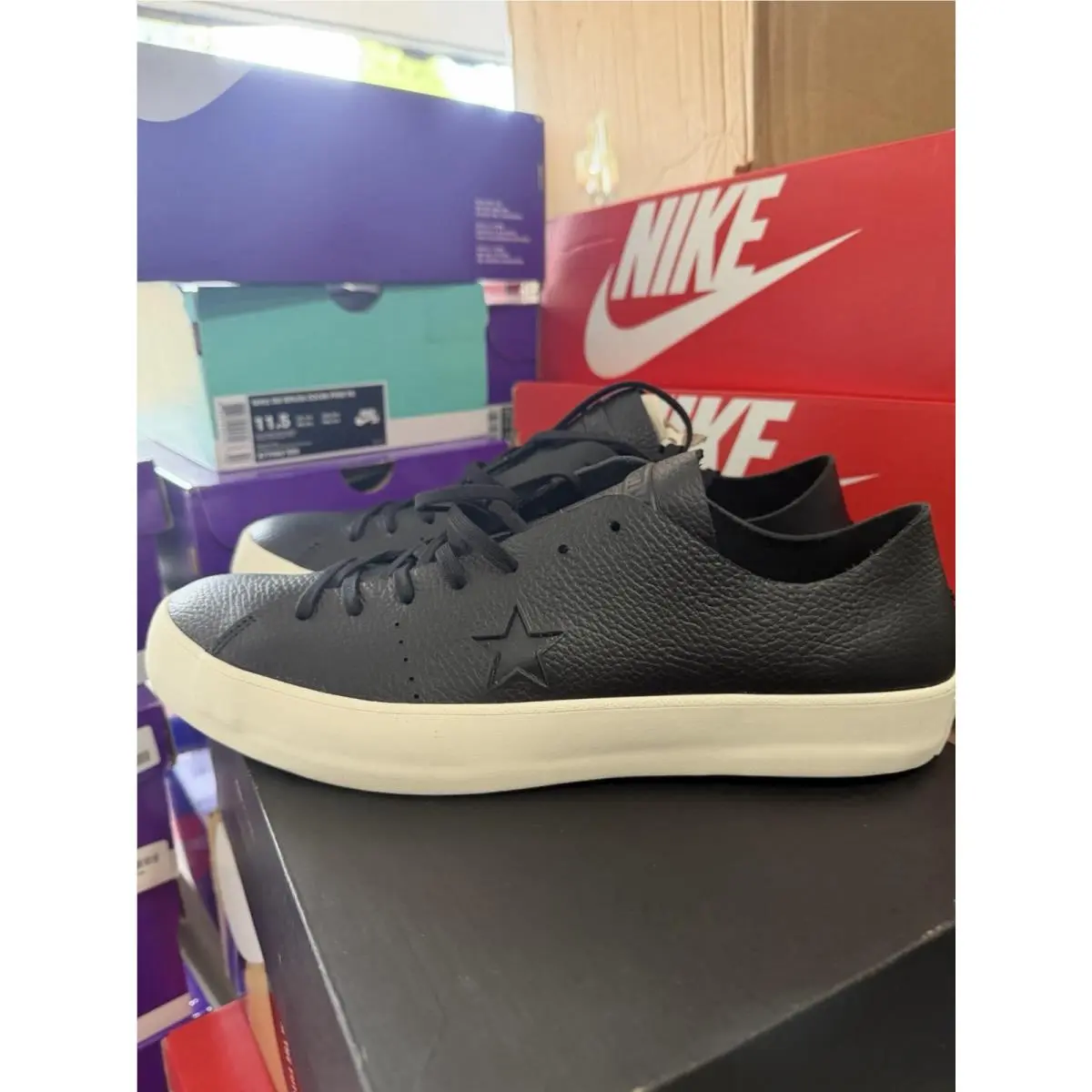 Converse One Star Prime Leather Sneaker 154838C - Black/white - Men’s 11
