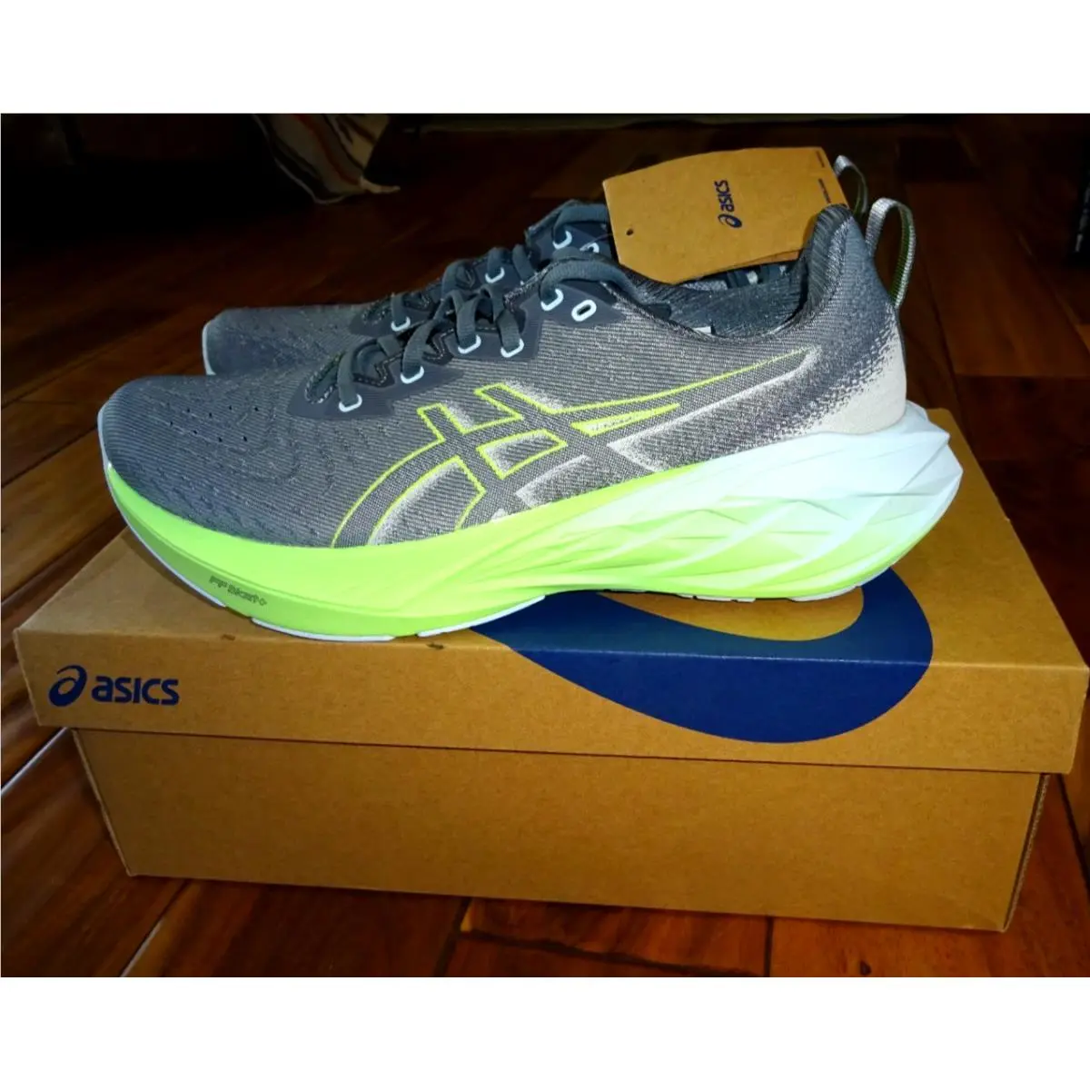 Asics Novablast 4 Running Shoes Men`s Size 10 Steel Grey Electric