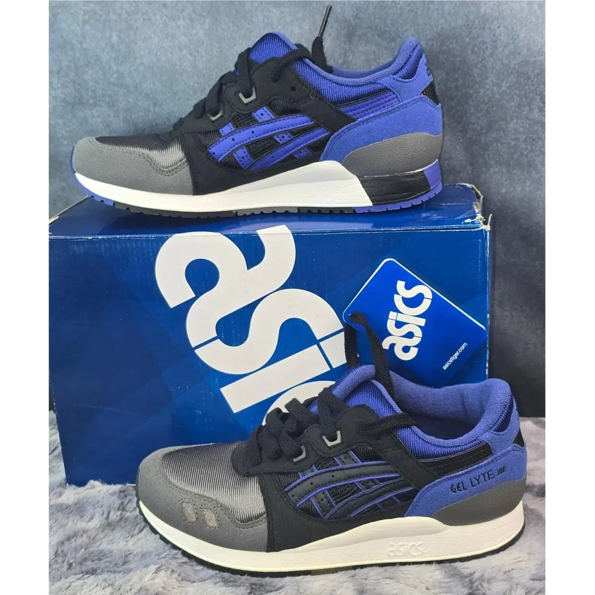 Asics Gel-lyte Iii GS Black Blue Grey Retro Runner Kids Size 4.5Y