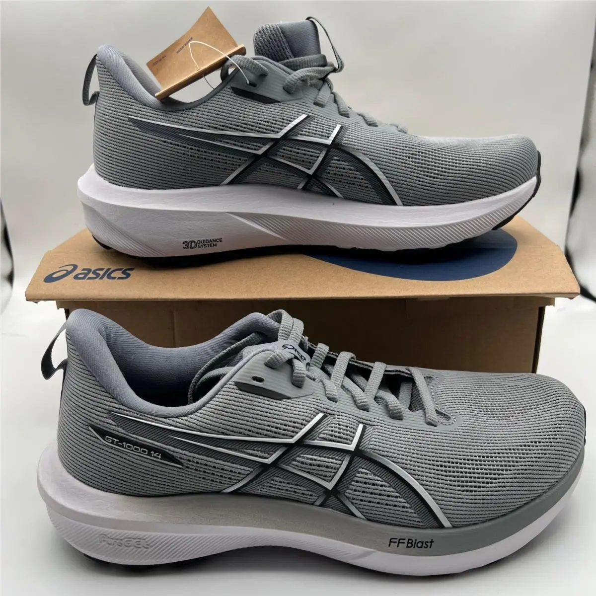 Asics GT-1000 14 Shoes Mens 8 Gravel Grey White FF Blast Stability Running