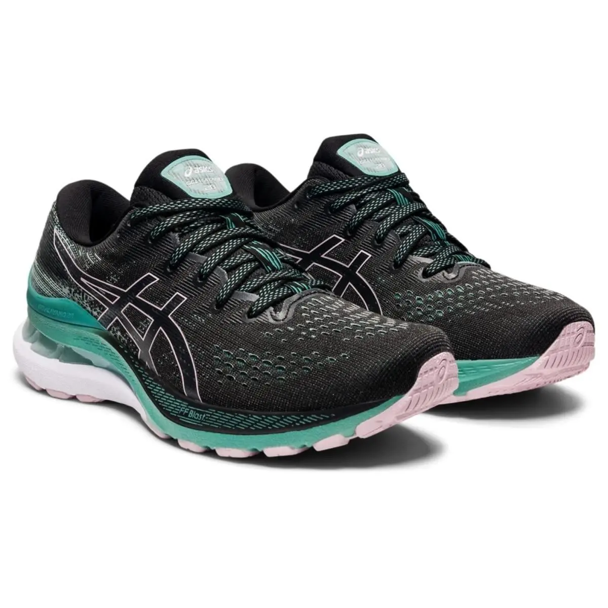 Asics Gel Kayano 28 Women`s Running Shoes Black/sage 11.5 M