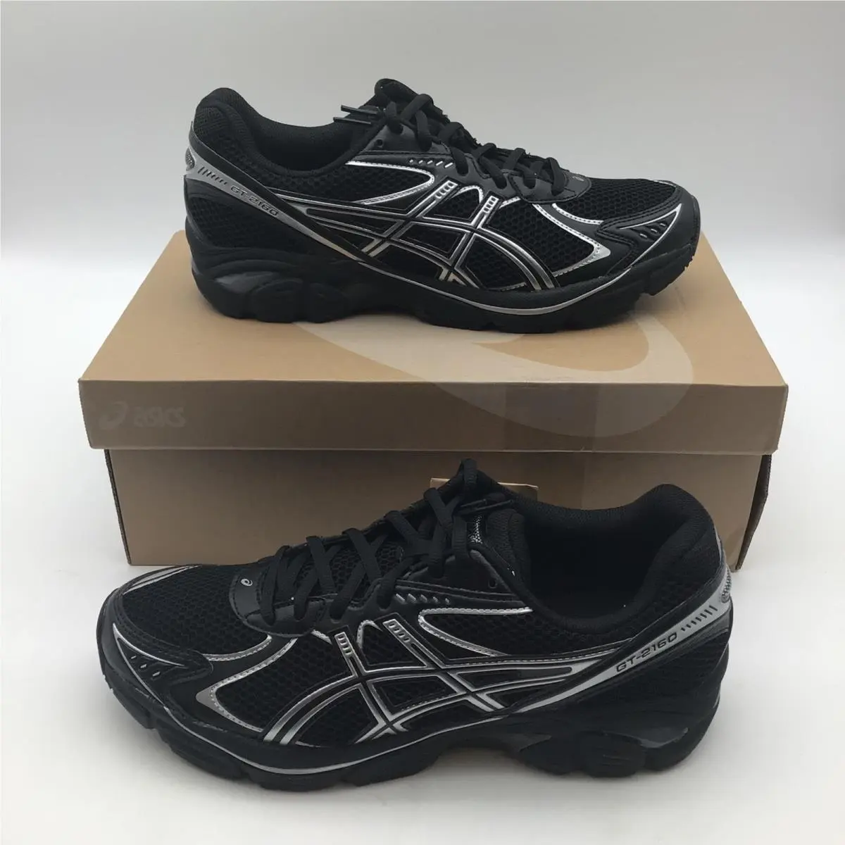 Asics GT 2160 Mens Black Silver Running Shoes Sneakers 1203A275-001 Size 10
