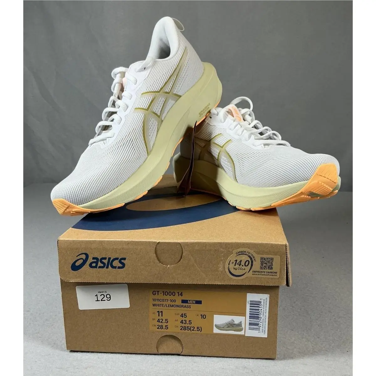 Asics GT-1000 14 Running Shoes Mens 11 White Lemongrass