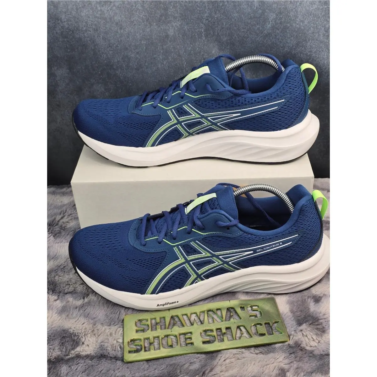 Asics Gel-contend 9 Blue Lime Green Running Shoes Mens 11.5