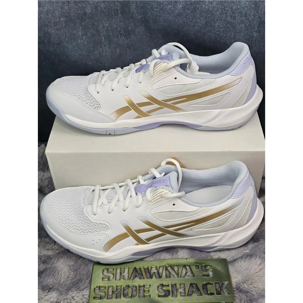 Asics Gel-rocket 12 White Gold Lavender Indoor Court Shoes Womens 12