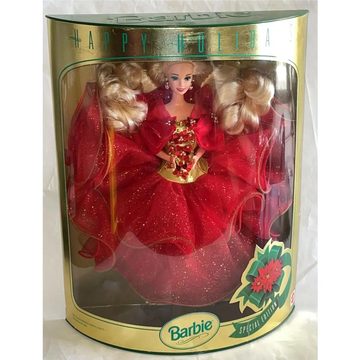 1993 Special Edition Happy Holidays Barbie Doll Mattel Red Dress 10824