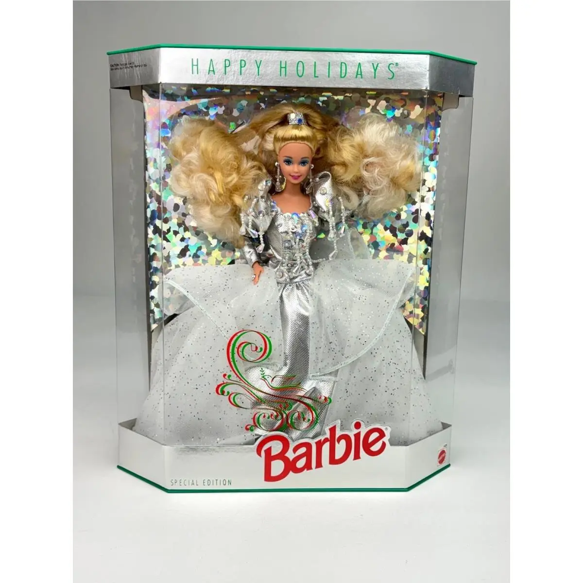 1992 Mattel Happy Holidays Barbie Doll Special Edition Nrfb Crystal Silver 1429