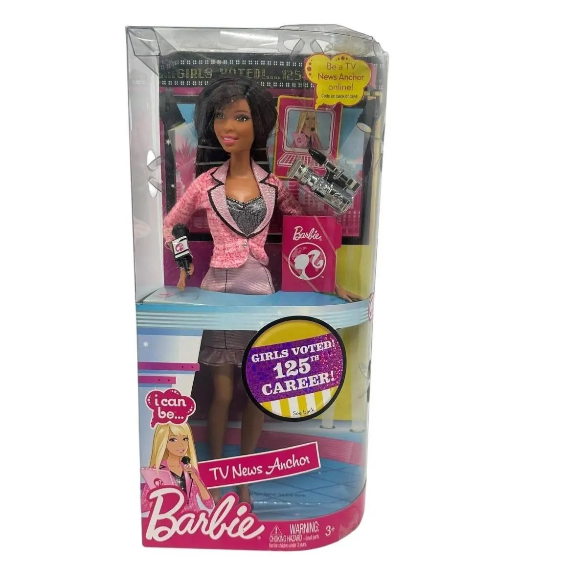 Vintage 2010 Mattel Barbie TV News Anchor Brown Fashion Doll
