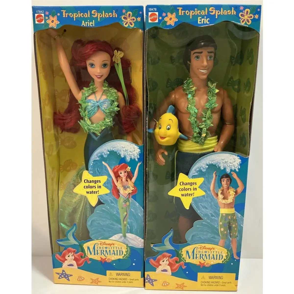 Vintage Disney Little Mermaid Tropical Splash Ariel Tropical Splash Eric Set
