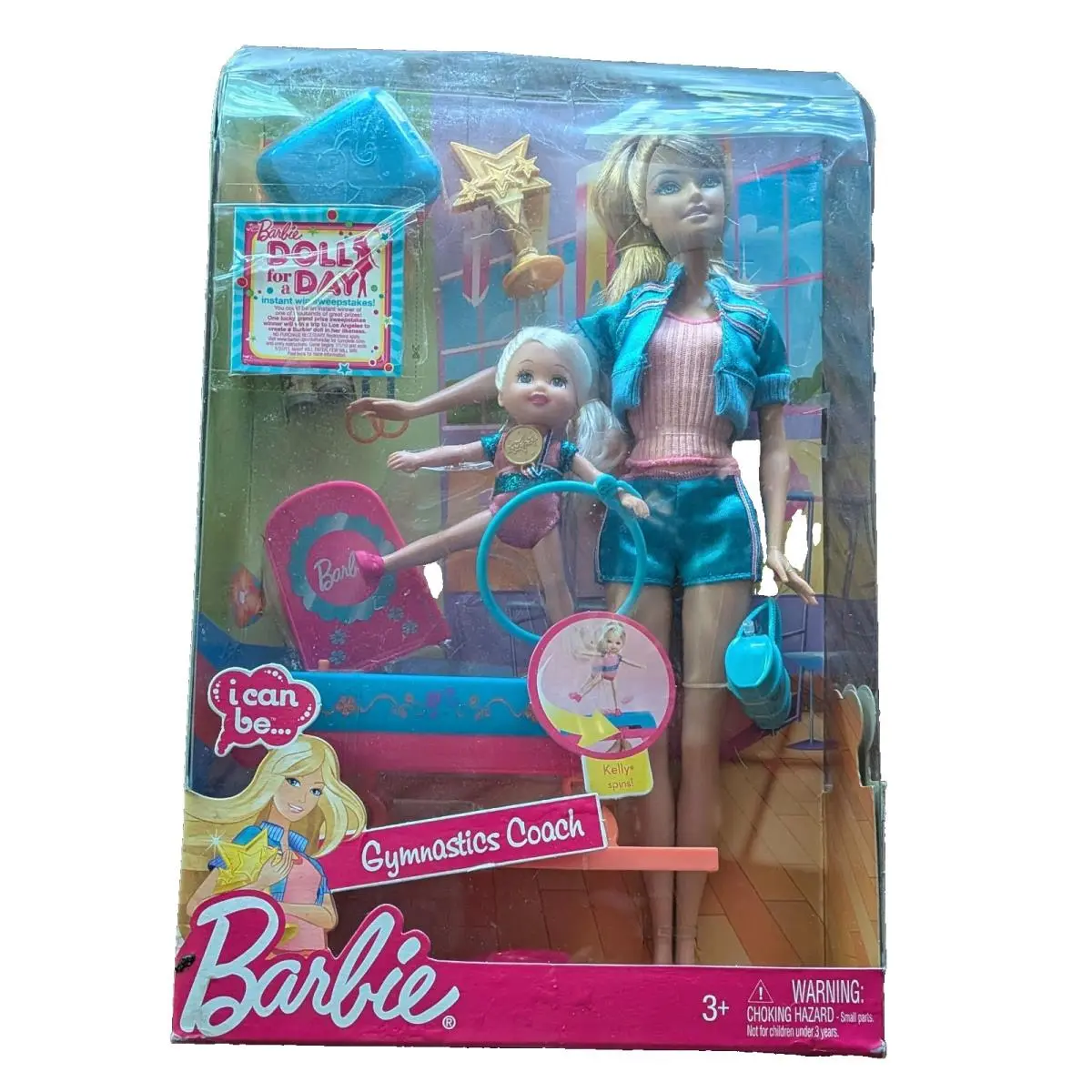 Barbie I Can Be Gymnastics Coach with Kelly Doll Set That Spins Olympics