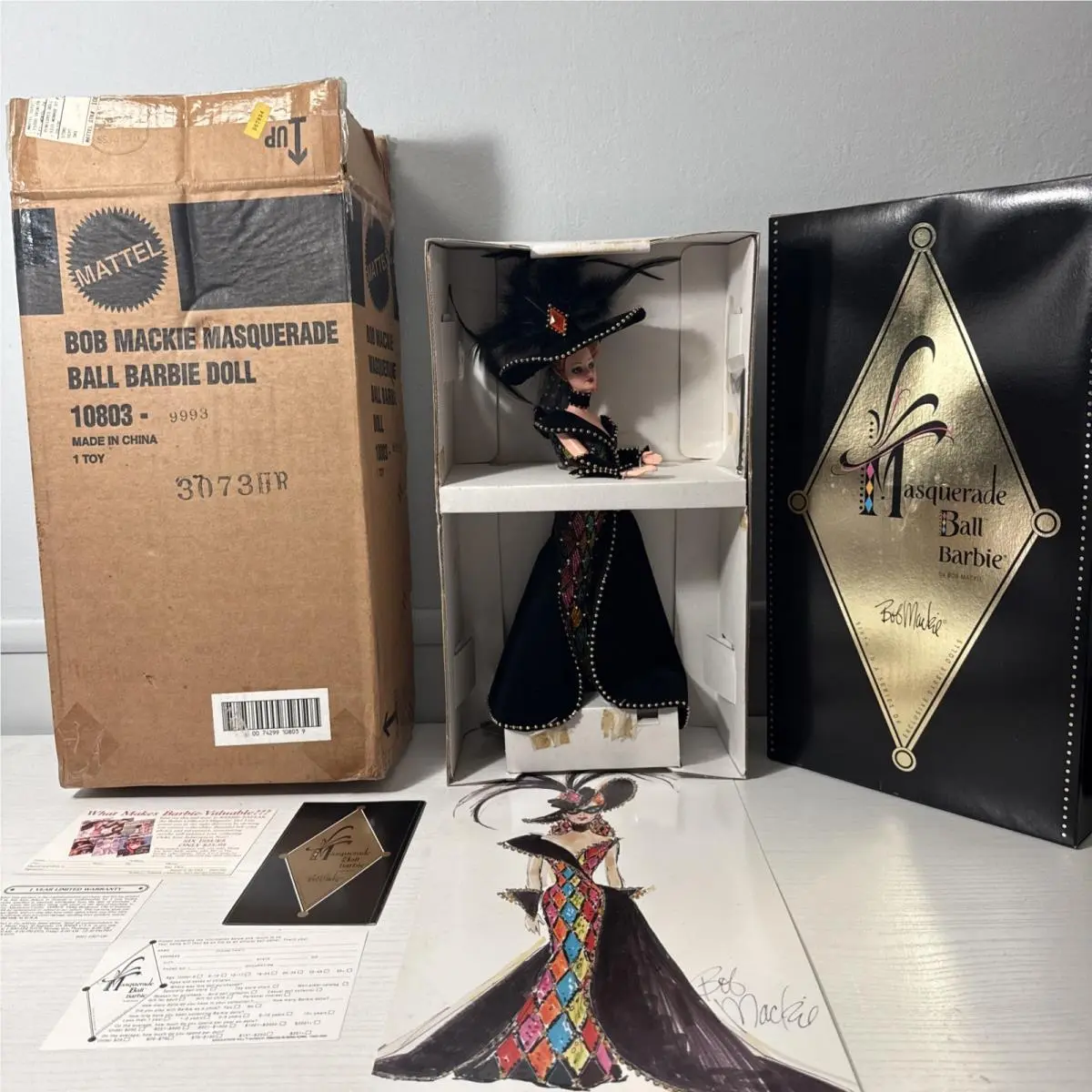 Bob Mackie Masquerade Ball Barbie 1993 W/shipper 10803 Complete W/paperwork