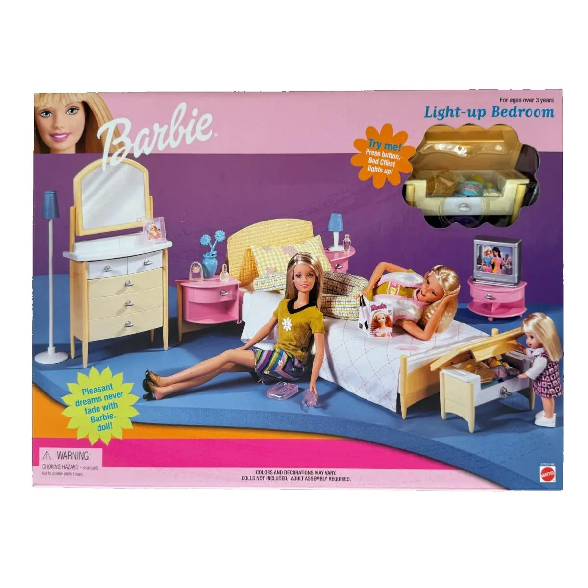 DS Barbie Doll 1999 Light-up Bedroom Playset Furniture 67552-95